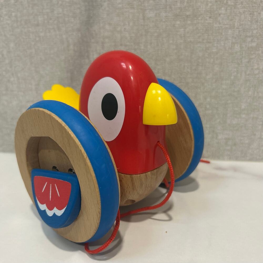 Hape Baby Bird Pull-Along Wooden Toy Wobbling & Flapping Pull Toddler Bright